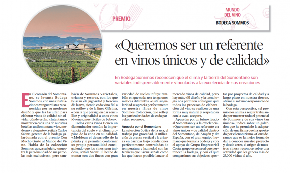 Bodega SOMMOS recibe el Premio al Mundo del Vino